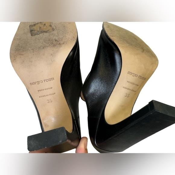 Sergio Rossi SR1 Sabot Mules Black with Gold Detail Size 5 - Picture 13 of 16